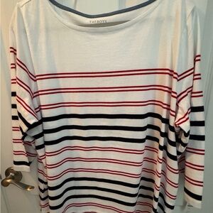 Talbots Women's Long Sleeve Striped Top - Red, Blue, and White
